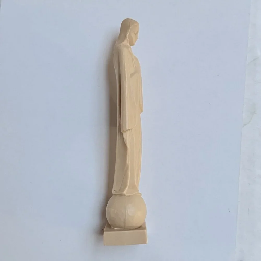 Vintage Beige Plastic Praying Mary Figurine Robe Mary Jesus Religious Christian